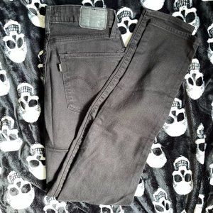 Black Levi's 721 High Rise Distressed Skinny Jeans